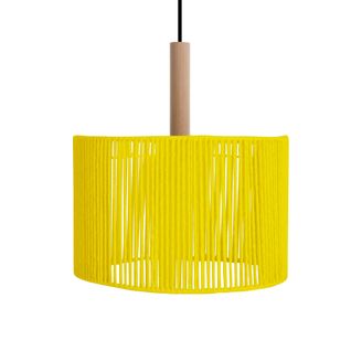 Suspension Tosel ,métal,fibre ,jaune ,h 96xd45x P 45cm