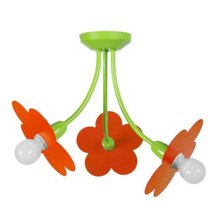 Lustre Pivoine Ronde Métal  Vert  Et Orange D50xp50xh40  Cm
