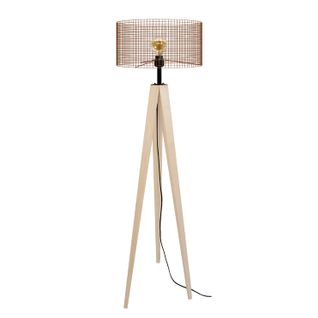 Lampadaire Noiron Trépied Bois  Naturel Et Marron D45xp45xh160  Cm