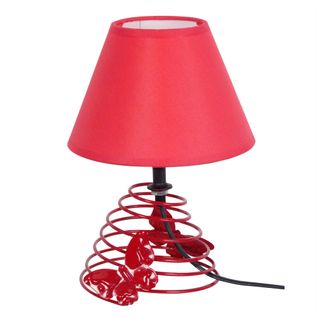 Lampe De Chevet Papillon T Ronde Métal  Rouge D16xp16xh22  Cm