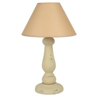 Lampe De Chevet Tosel ,bois,beige ,h40xd25xp25cm