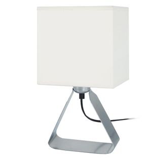 Lampe De Chevet Camélia Carré Métal  Aluminium  Et Ècru D18xp18xh29  Cm