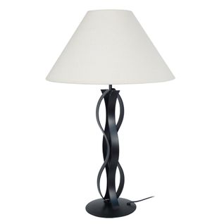 Lampe à Poser Ondas Ronde Métal  Noir  Et Ècru D35xp35xh60  Cm
