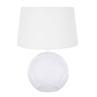 Lampe De Chevet Bullé Ronde Verre  Transparent Et Ècru D30xp30xh40  Cm