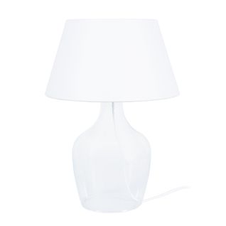 Lampe De Chevet Reflex Bouteille Ronde Verre  Transparent Et Blanc  D30xp30xh36  Cm