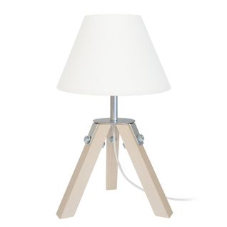 Lampe De Chevet Ruhr Ronde Bois  Naturel Et Ècru D19xp19xh30  Cm