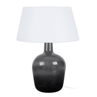 Lampe De Chevet Bordeaux Ronde Verre  Fumé  Et Blanc D35xp35xh50  Cm