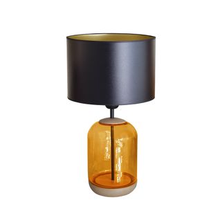 *lampe De Chevet Tosel ,bois,verre,naturel, Ambre,h41xd25xp25cm