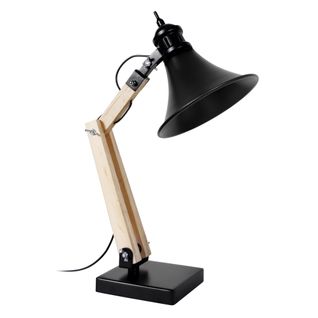 Lampe De Bureau Iron Ronde Métal  Naturel Et Noir D46xp46xh66  Cm