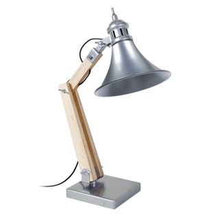 Lampe De Bureau Iron Ronde Métal  Naturel  Et Aluminium D46xp46xh66  Cm