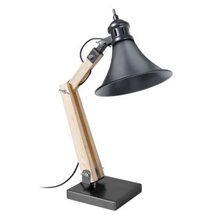 Lampe De Bureau Iron Ronde Métal  Naturel  Et Anthracite D46xp46xh66  Cm
