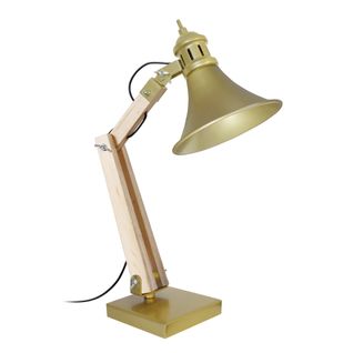 Lampe De Bureau Iron Ronde Métal  Naturelet Doré D46xp46xh66  Cm