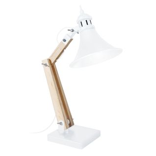 Lampe De Bureau Iron Ronde Métal  Naturel Et Blanc D46xp46xh66  Cm