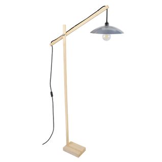 Lampadaire Liseuse Pilori Kroa Articulé Bois  Naturel Et Aluminium D80xp80xh180  Cm
