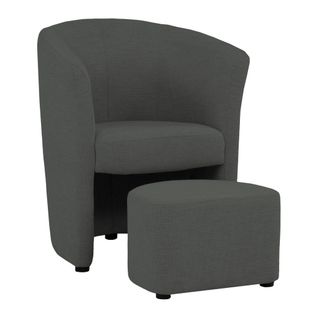Fauteuil cabriolet et pouf CLAYTON II tissu guilty anthracite