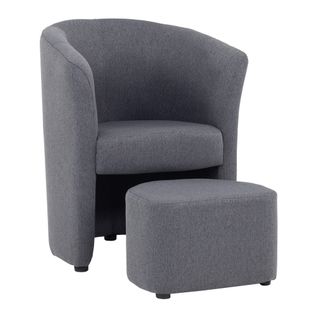 Fauteuil cabriolet et pouf CLAYTON II tissu neve anthracite