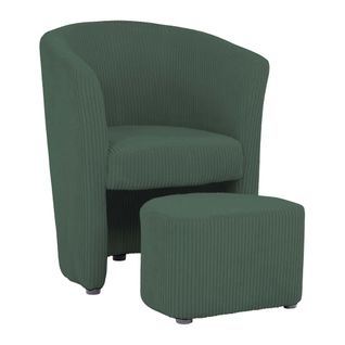 Fauteuil cabriolet et pouf CLAYTON II tissu lincoln vert