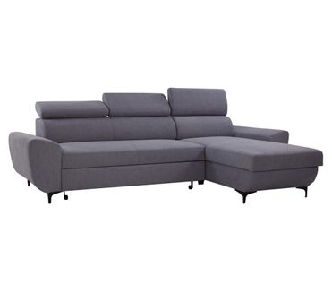 Canapé d'angle méridienne WESLEY réversible tissu loft café