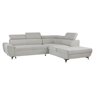 Canapé d'angle convertible droit SANTIAGO tissu blanc cassé