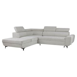 Canapé d'angle convertible gauche SANTIAGO tissu blanc cassé