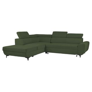 Canapé d'angle convertible SANTIAGO tissu kaki