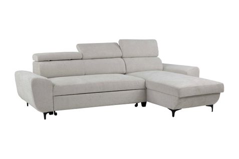 Canapé d'angle méridienne SANTIAGO réversible tissu blanc cassé