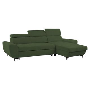 Canapé d'angle méridienne SANTIAGO réversible tissu kaki