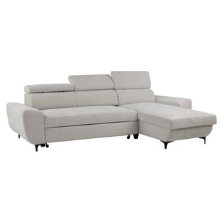 Canapé d'angle méridienne SANTIAGO réversible tissu blanc cassé