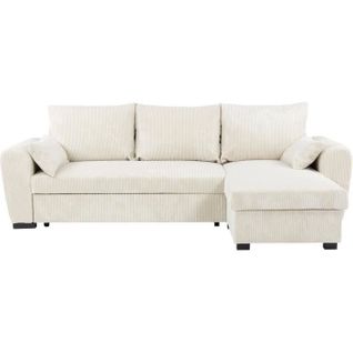 Canapé D'angle Convertible Réversible - 3 Places - Max - Tissu Lincoln Beige - Coffre - 240x143x85