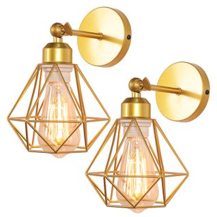 Lot De 2 Applique Murale Interieur Réglable E27 Lampe De Murale Industrielle Or