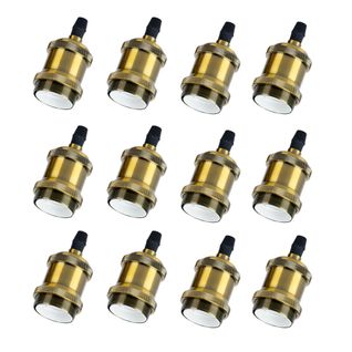 12pcs E27 Pied De Lampe Simple Retroe Plafonnier Vintage Lampe Suspendue D'intérieur Bronze