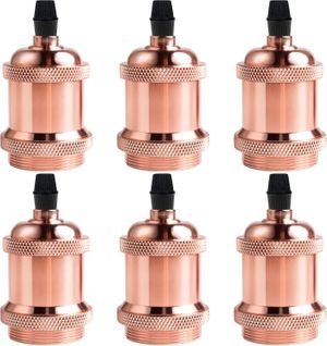6pcs E27 Pied De Lampe Simple Retroe Plafonnier Vintage Lampe Suspendue D'intérieur Or Rose 1
