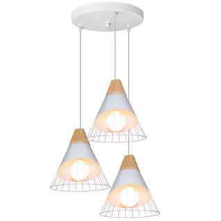 Lampe à Suspension Moderne Blanc Abat-jour En Métal 60w Plafonnier Rétro D'intérieur