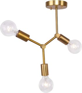 Moderne Plafonnier Industriel 3 Lumières E27 Lustre Suspension Éclairage Pour Salon Chambre Or