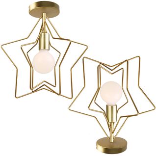 Lot De 2 Plafonnier Moderne Étoile Créative Lampe De Plafond Ajustable Cuisine Chambre Couloir Doré