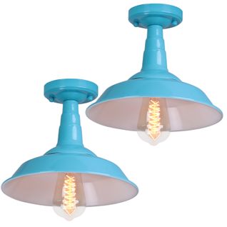 Lot De 2 Plafonnier Industriel E27 Lampe De Plafond Intérieur Pour Chambre Chambre Couloir Bleu