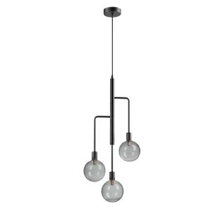 Suspension En Verre Fumé Et Métal Noir, H 71 Cm D 32,5 Cm - Chester