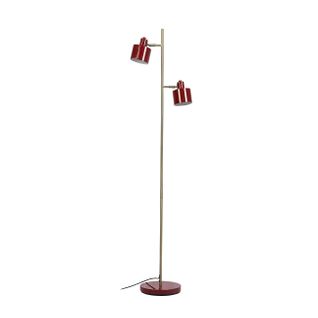 Lampadaire En Métal Rouge Foncé/ Laiton, H 160 Cm D 42,5cm - Ocean