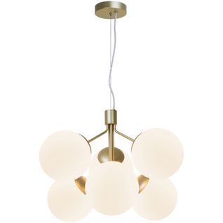 Suspension Ivona 6-spot Verrerie Laiton, H.44.5 - Ip20 - E27 / Intérieur