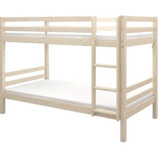 Lits Superposés Séparables Enfant - 2x90x200 Cm - Pin Massif Naturel - Sommier Inclus - Ando