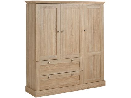 Binz - Armoire 2+1 Portes 2 Tiroirs Chêne