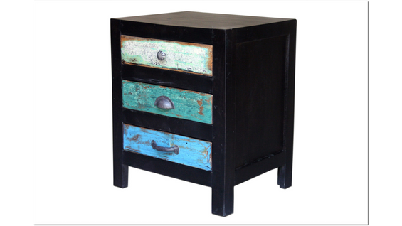 Invi-commode à 3 Tiroirs En Bois De Manguier Brun