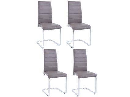 Adora-chaise 4 Pack En Pu Cappucino / Chrome