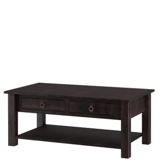 Ines - Table Basse Avec 2 Tiroirs En Pin Brun Foncé