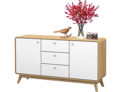 Cassie - Buffet Avec 3 Tiroirs / 2 Portes Effet Chêne Blanc