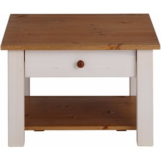 Chicago - Table Basse Avec 1 Étagère En Pin Blanc Et Miel