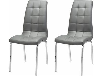 Lila-chaises De Salle à Manger Tapissées Ensemble De 2 En Pu Gris