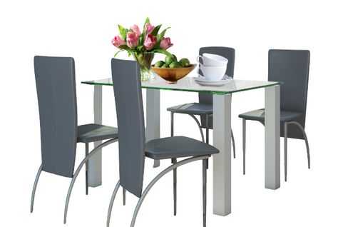 Table à Manger En Verre Blanc 6 Personnes L120