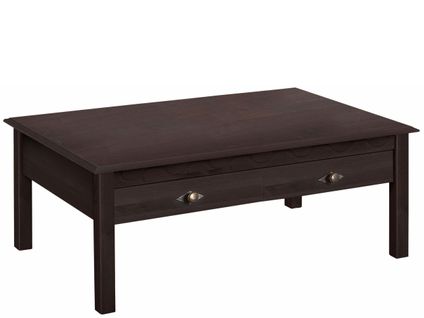 Laura-table Basse Avec 2 Tiroirs En Pin Brun