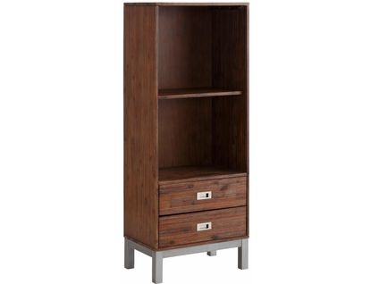 Kenya-bibliothèque Avec 2 Tiroirs En Bois D'acacia Marron